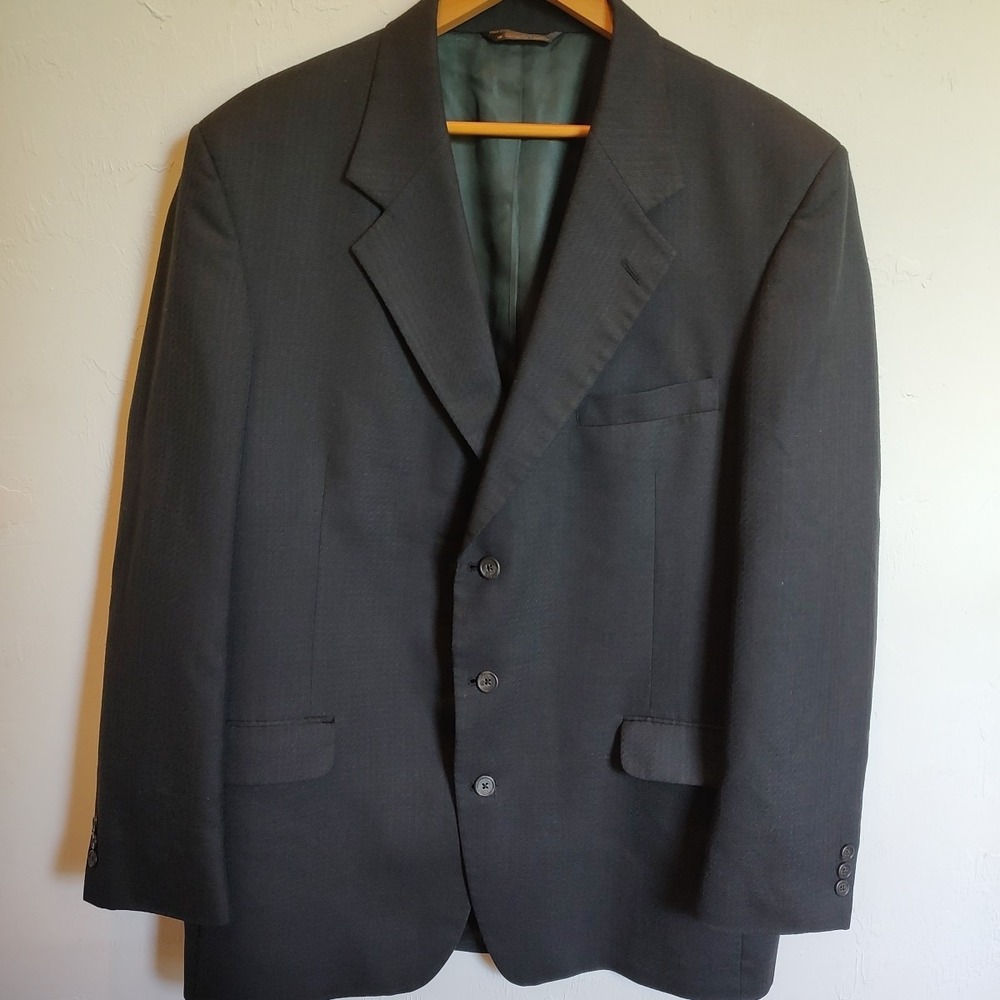 LACROSSE Men's Sz 46 Long Blazer Sport Coat Suit‎ Jacket Black Vtg